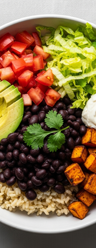 Vegan Brown Rice and Bean Burrito Bowl