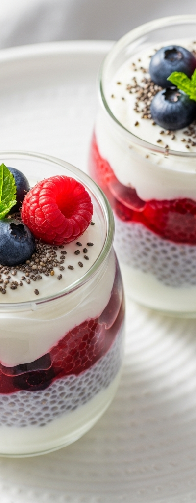 Layered Greek Yogurt and Berry Chia Pots