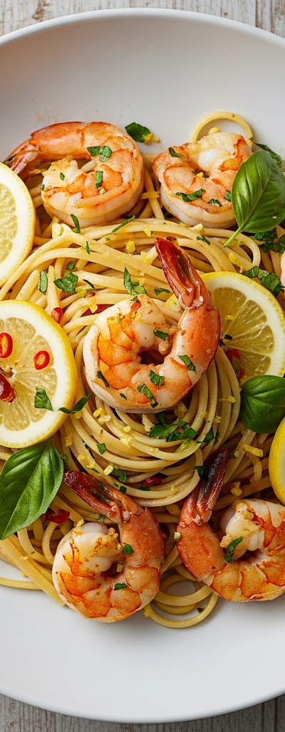 Lemon Garlic Shrimp Linguine