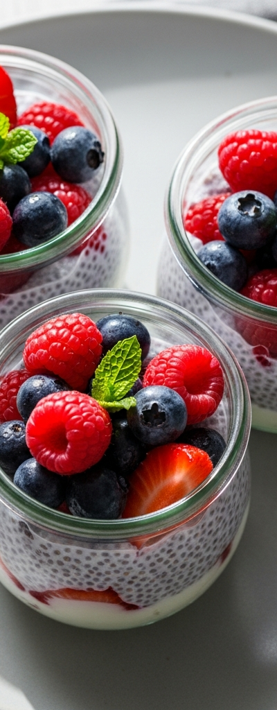Layered Yogurt and Berry Chia Pots