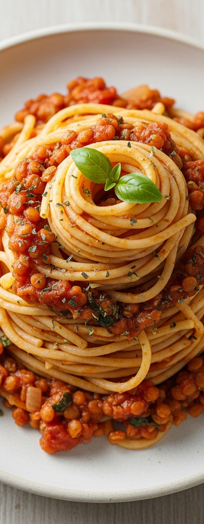 Budget Spaghetti with Lentil Tomato Sauce