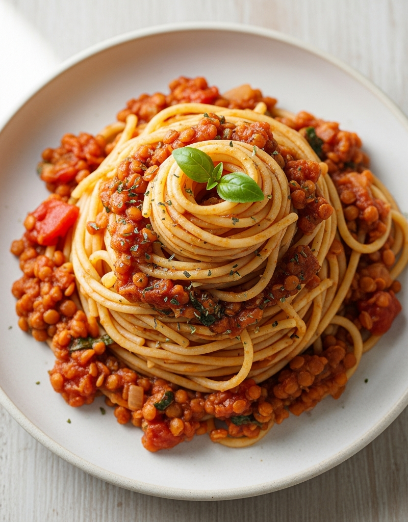 Budget Spaghetti with Lentil Tomato Sauce