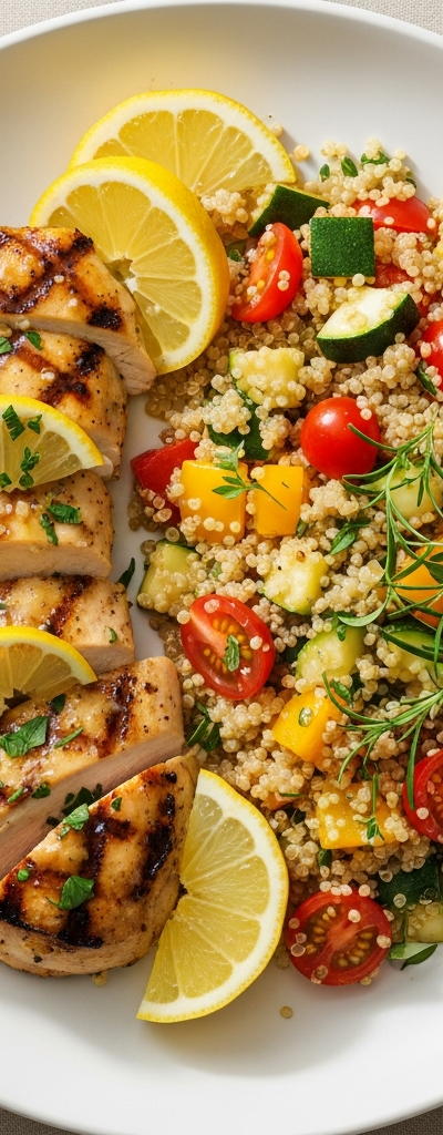 Lemon Herb Grilled Chicken with Veggie Quinoa