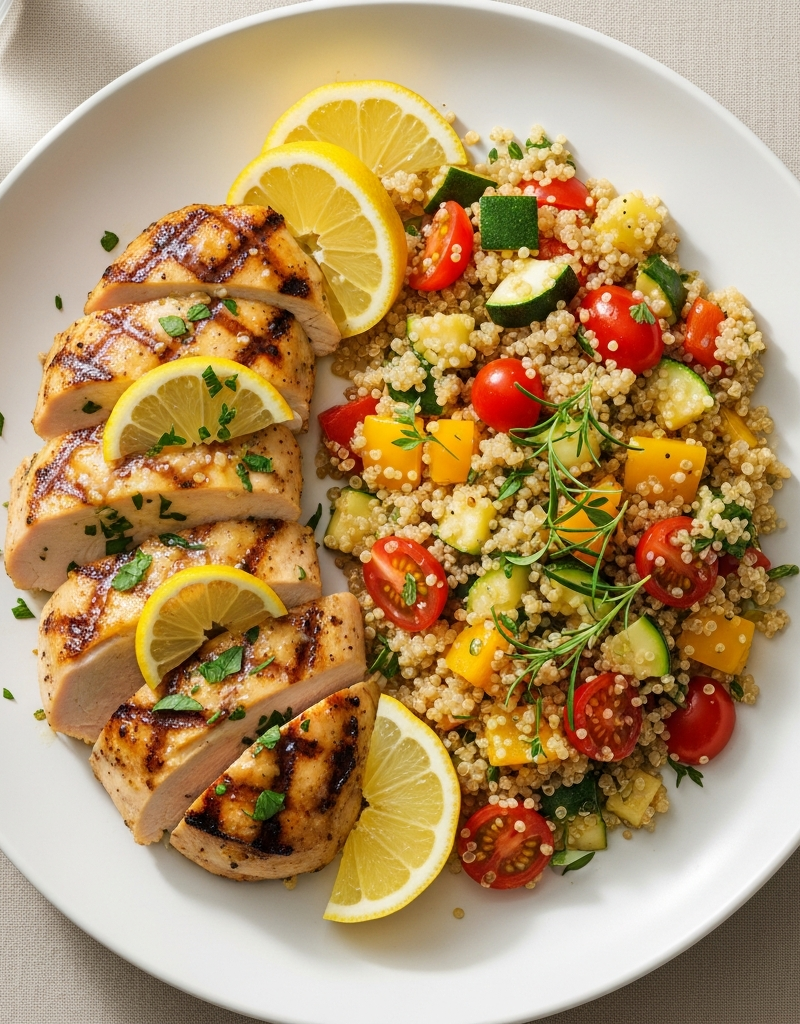 Lemon Herb Grilled Chicken with Veggie Quinoa