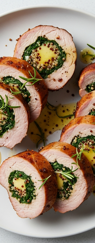 Stuffed Pork Loin with Spinach and Quinoa