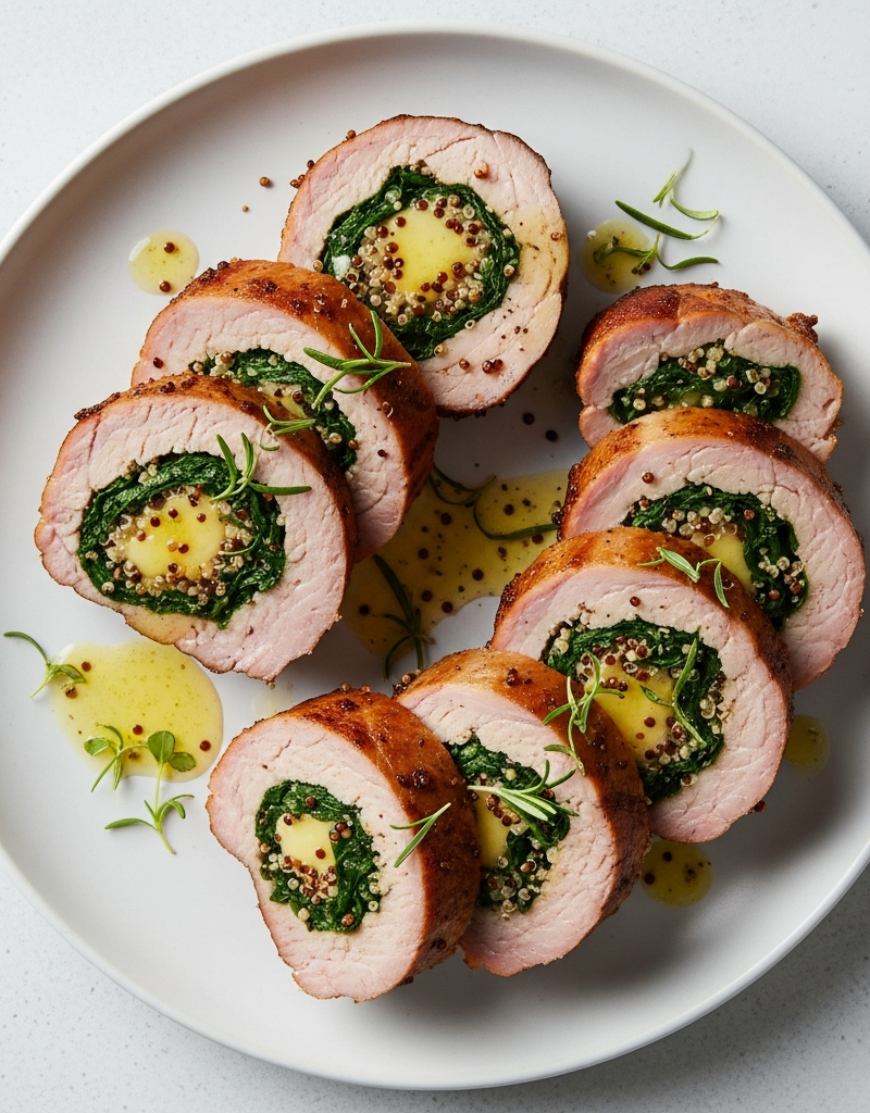 Stuffed Pork Loin with Spinach and Quinoa