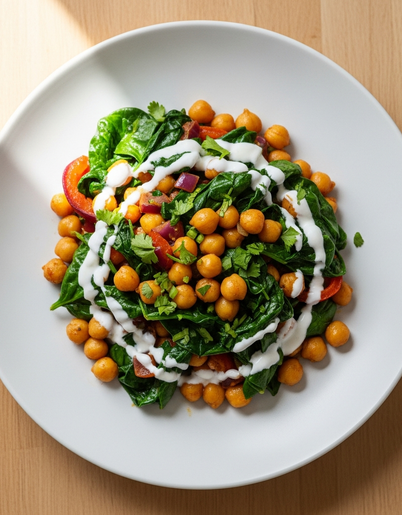 Quick Gut-Friendly Chickpea and Spinach Stir-Fry