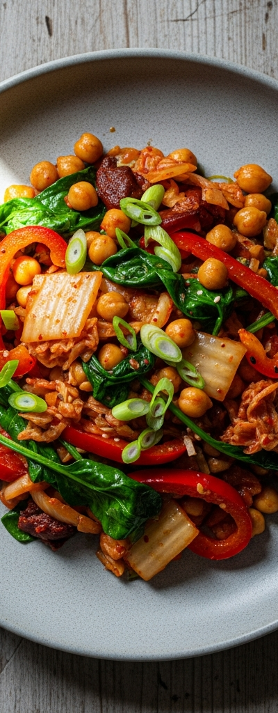 Spicy Chickpea and Kimchi Stir-Fry