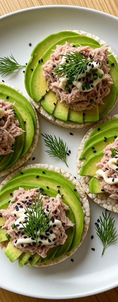 Avocado and Tuna Rice Cake Toppers