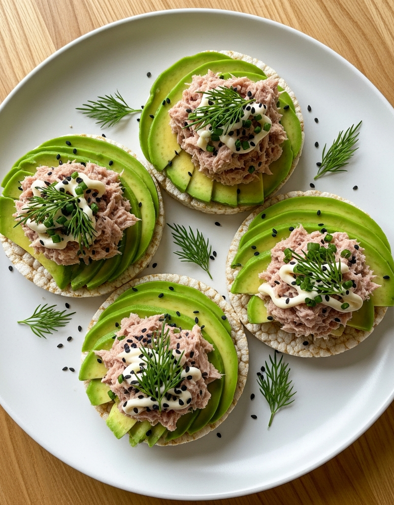 Avocado and Tuna Rice Cake Toppers