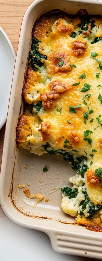 Cheesy Cauliflower and Spinach Bake