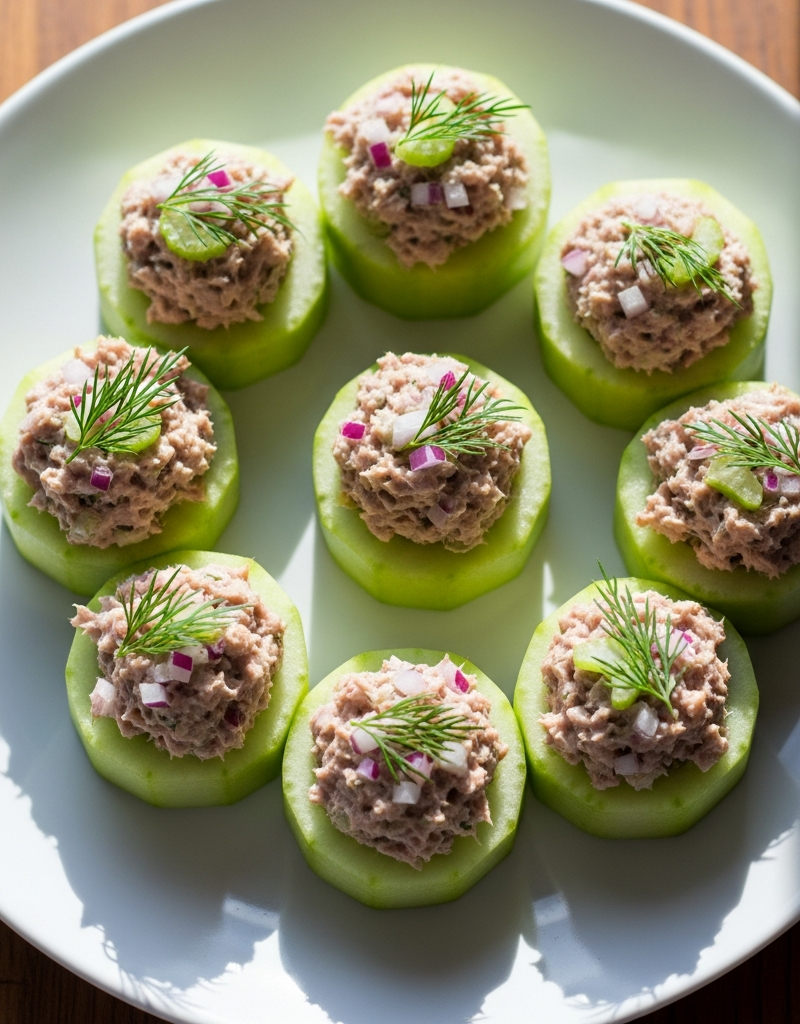 Stuffed Cucumber Tuna Bites