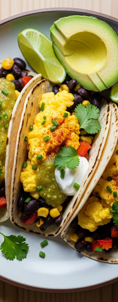 Quick Breakfast Egg and Bean Tacos