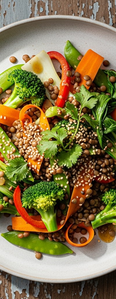Gut-Friendly Vegetable and Lentil Stir-Fry