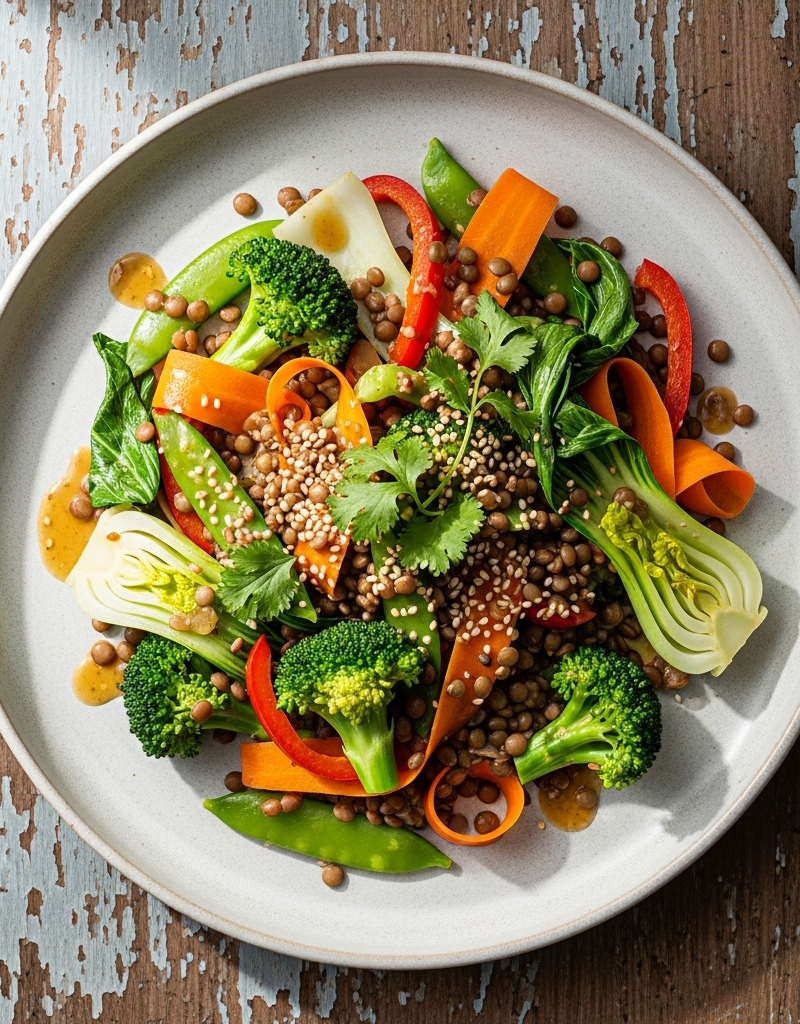 Gut-Friendly Vegetable and Lentil Stir-Fry