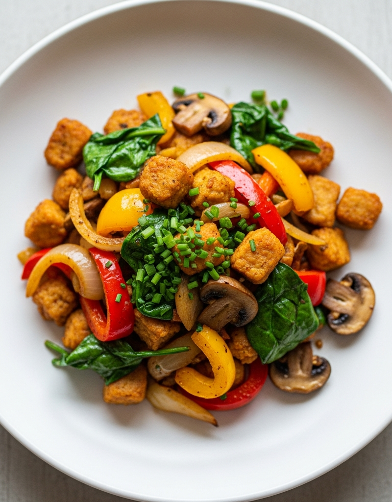 Vegan Seitan Veggie Scramble