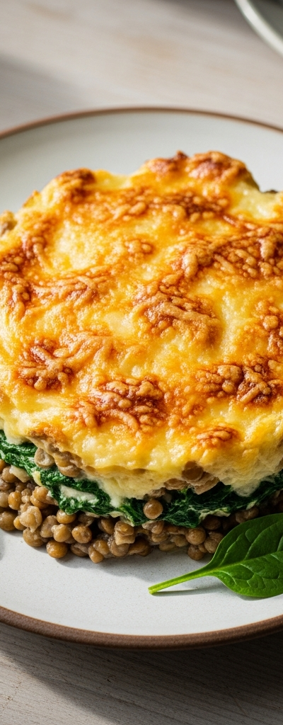 Lentil and Spinach Gratin