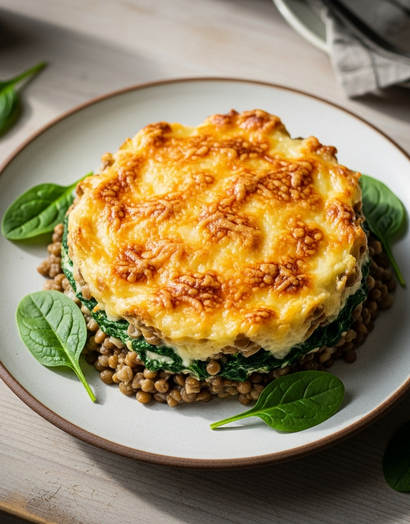 Lentil and Spinach Gratin