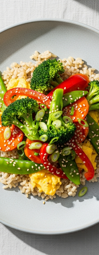 Egg and Vegetable Stir-fry with Brown Rice