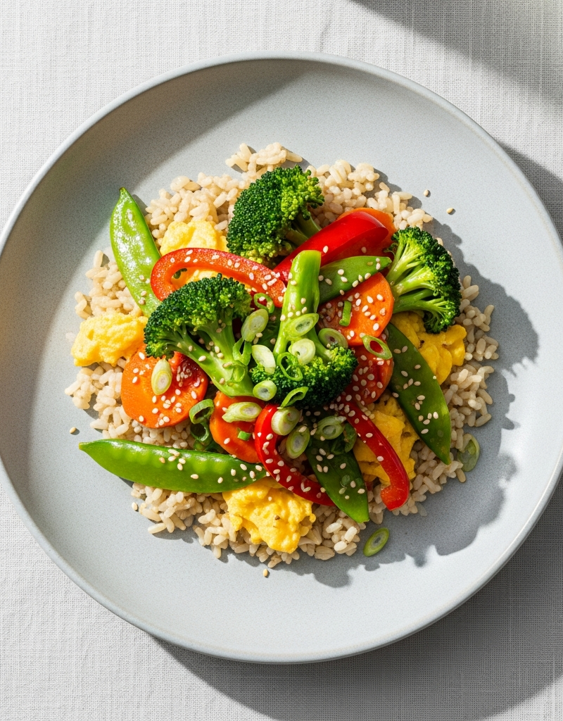 Egg and Vegetable Stir-fry with Brown Rice