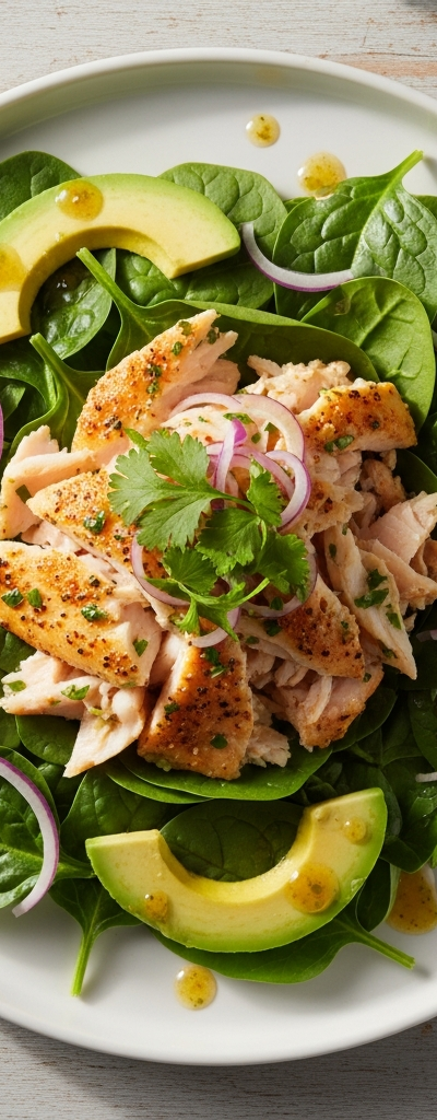 Zesty Tilapia Salad with Avocado and Spinach