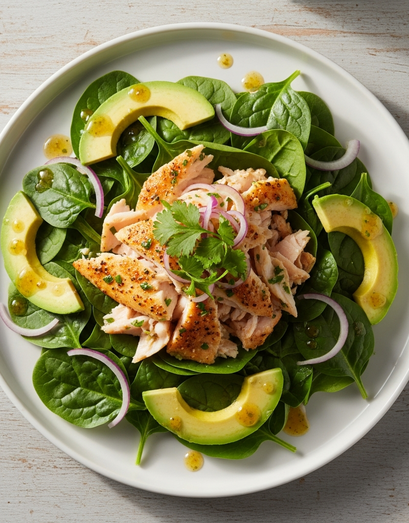 Zesty Tilapia Salad with Avocado and Spinach