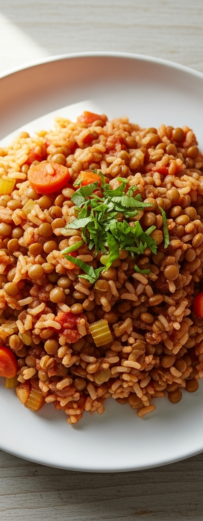 Brown Rice and Lentil Skillet