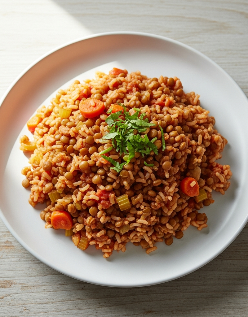 Brown Rice and Lentil Skillet