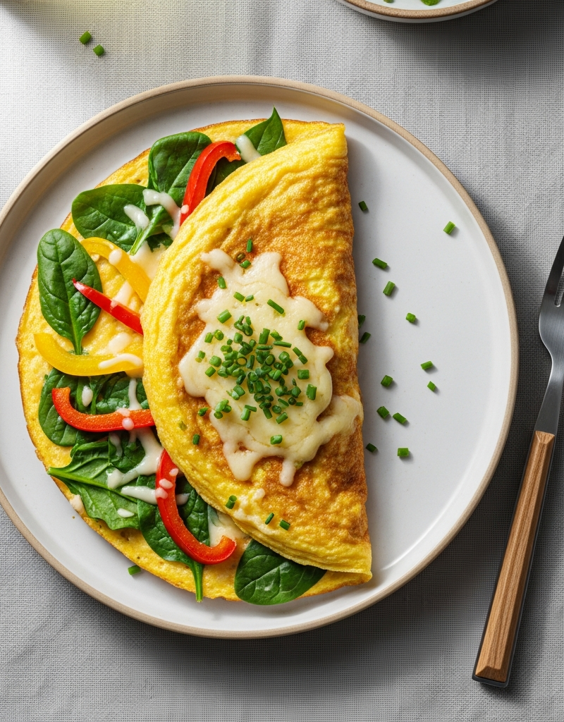 Vegetable Omelette with Spinach and Cheese