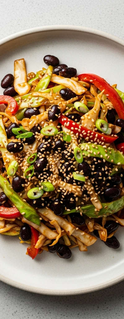 Quick Black Bean and Cabbage Stir-Fry