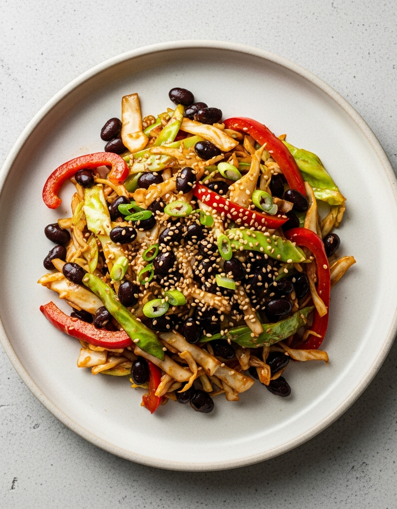 Quick Black Bean and Cabbage Stir-Fry