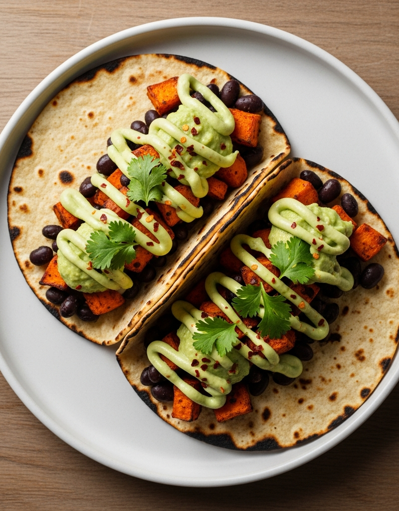 Roasted Sweet Potato and Black Bean Tacos