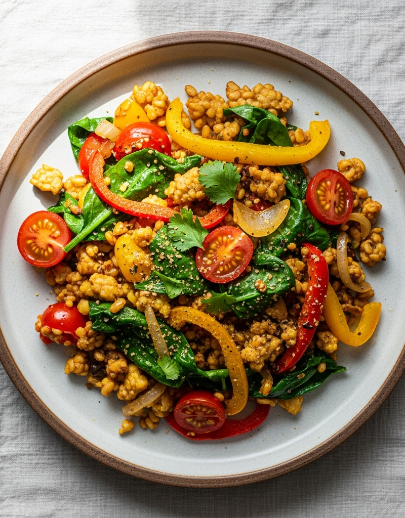 Tempeh and Veggie Breakfast Scramble