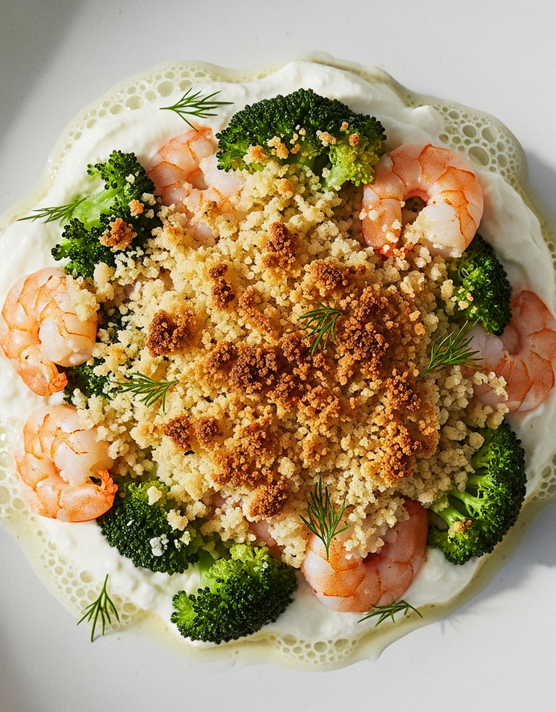 High Protein Shrimp and Broccoli Gratin