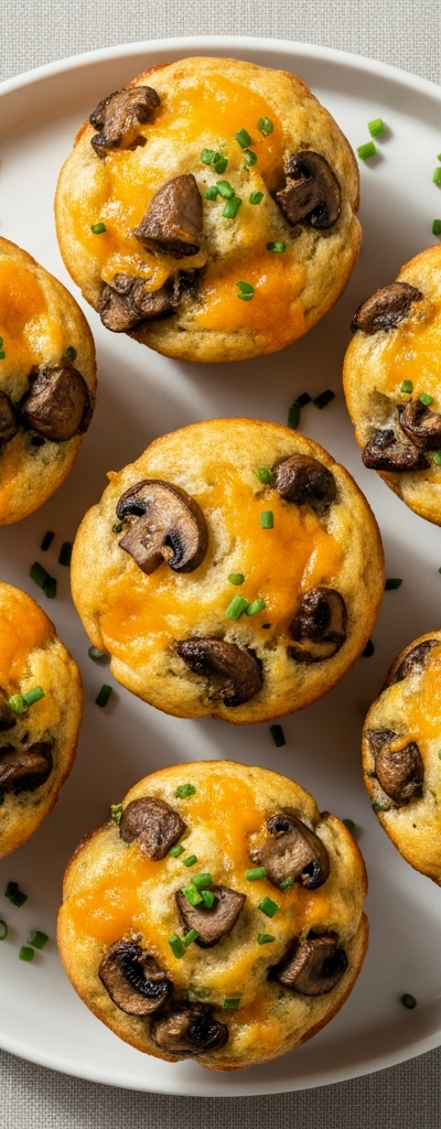 Savory Mushroom and Cheddar Mini Muffins