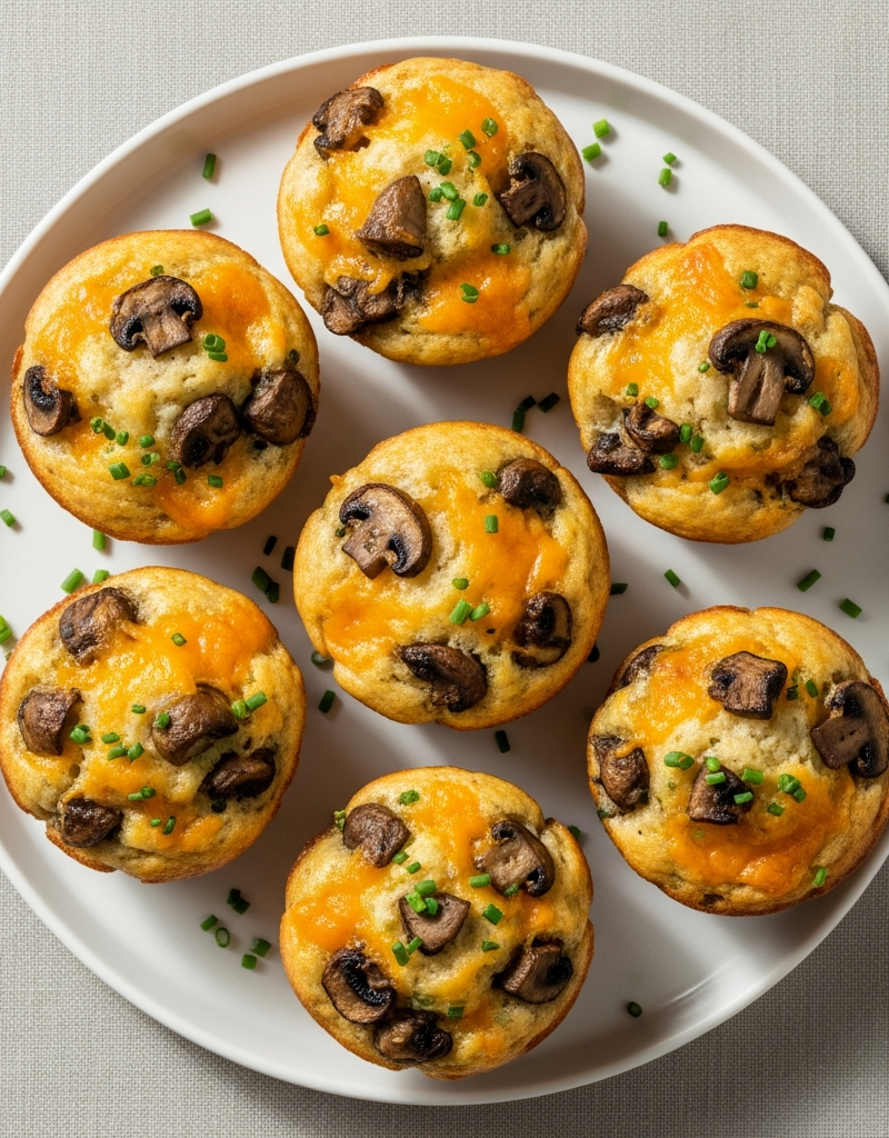 Savory Mushroom and Cheddar Mini Muffins
