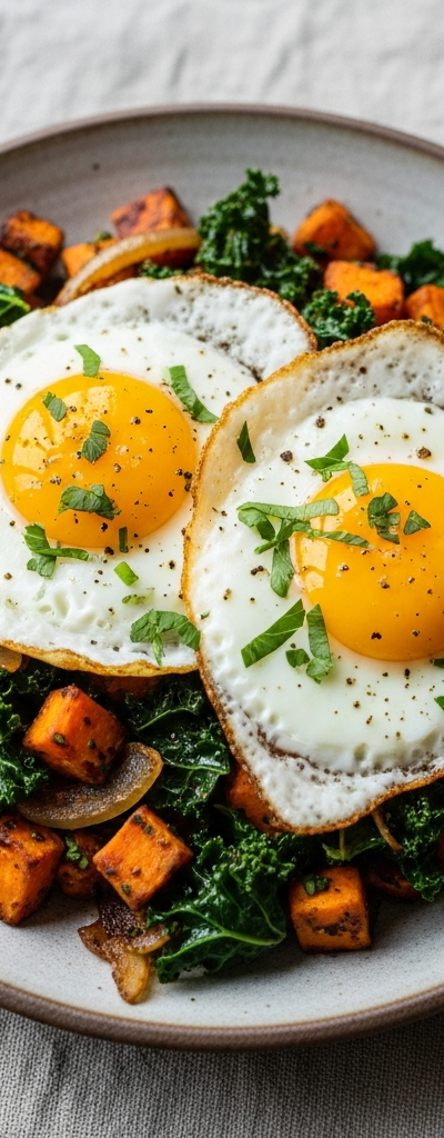 Sweet Potato and Kale Skillet Hash