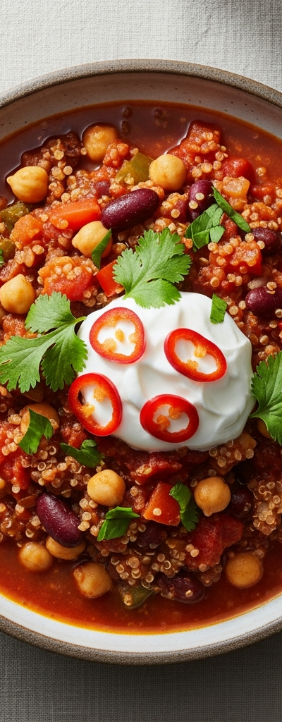 Chickpea and Quinoa Chili Bowl