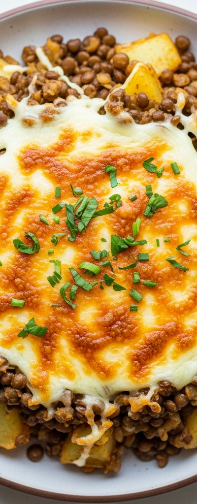 Cheesy Potato and Lentil Skillet