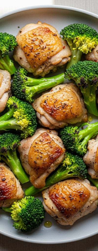 Oven-Baked Chicken Thigh Chunks with Broccoli
