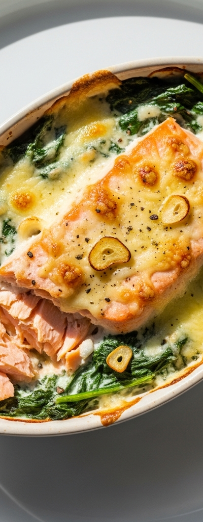Keto Salmon and Spinach Gratin