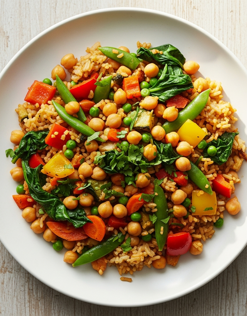 Chickpea and Vegetable Rice Skillet