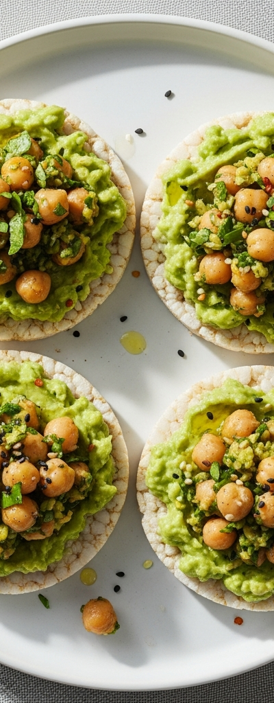 Avocado and Chickpea Rice Cake Toppers