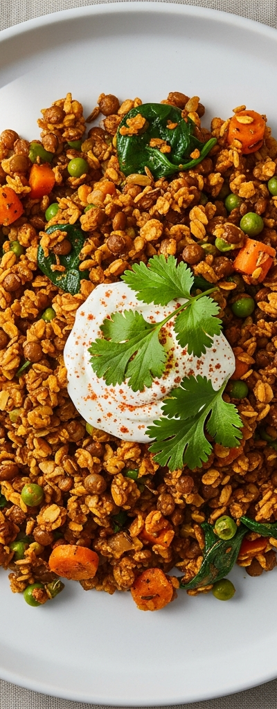 Spiced Oat and Lentil Skillet