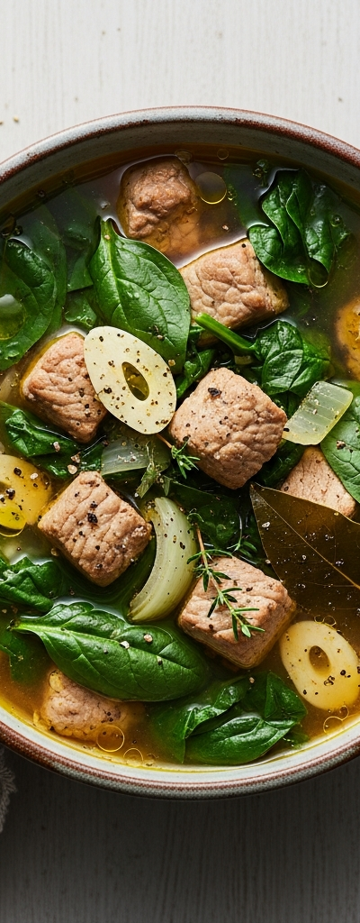 Hearty Pork and Spinach Soup