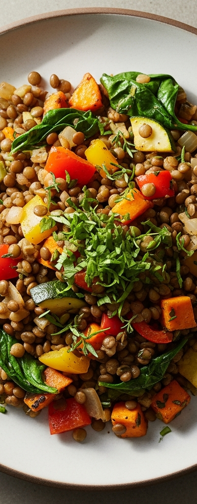 Lentil and Vegetable Skillet Hash