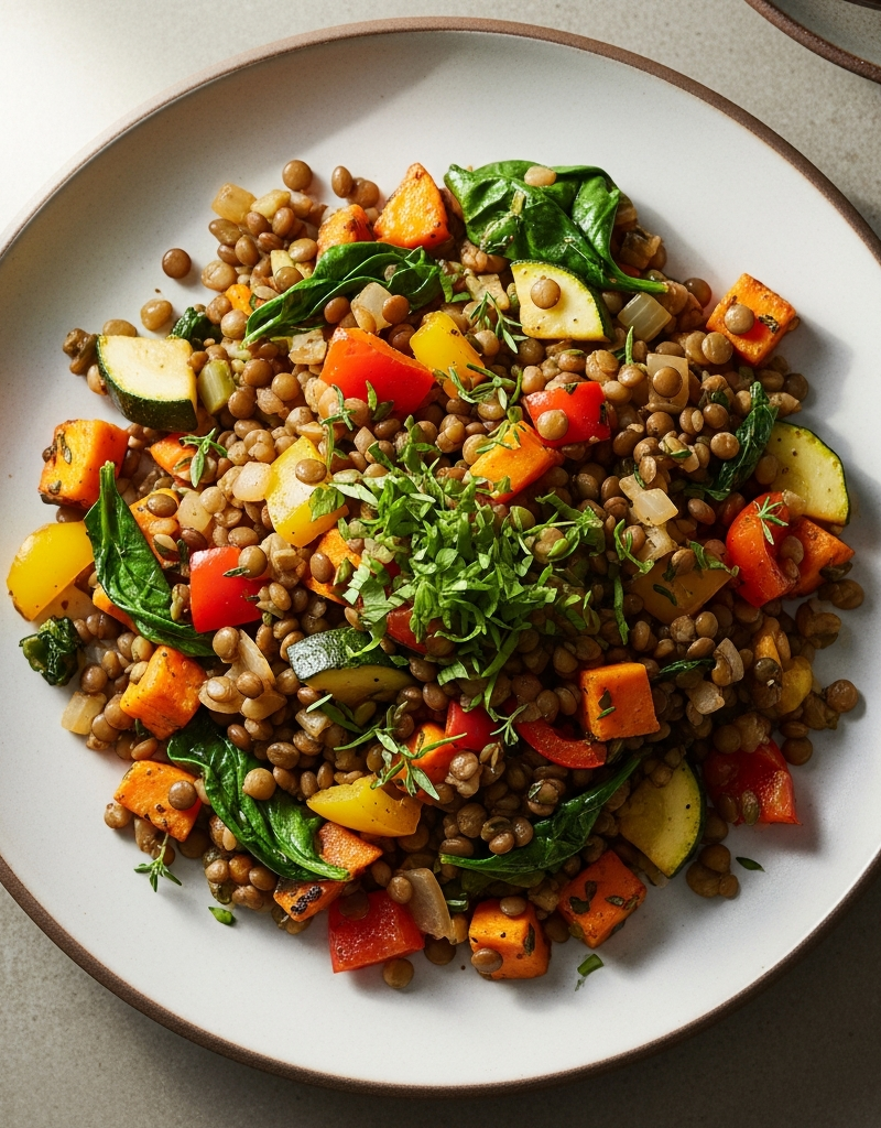 Lentil and Vegetable Skillet Hash