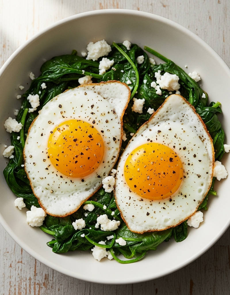 Keto Egg Bowl with Spinach and Feta