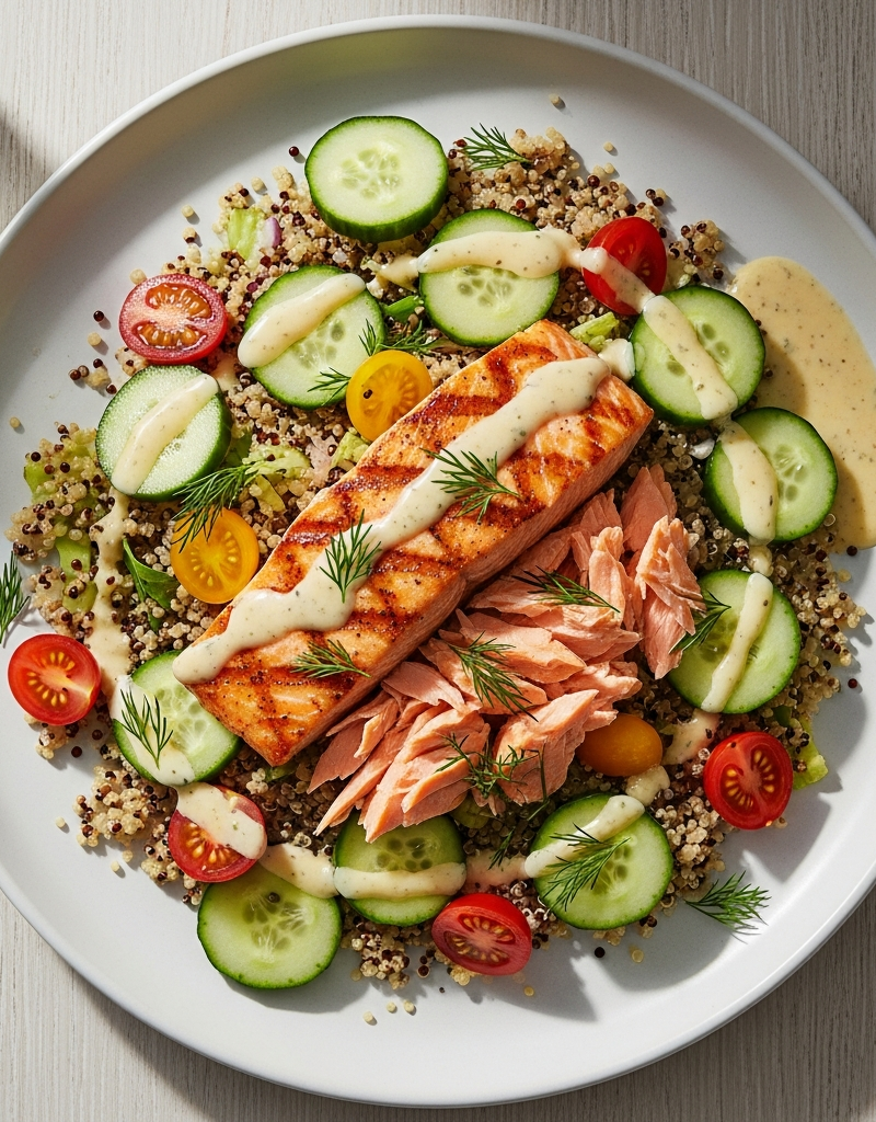Salmon and Quinoa Salad with Lemon-Dill Dressing