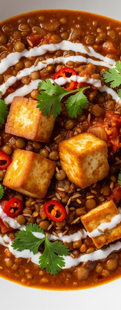 Spicy Tofu and Lentil Curry
